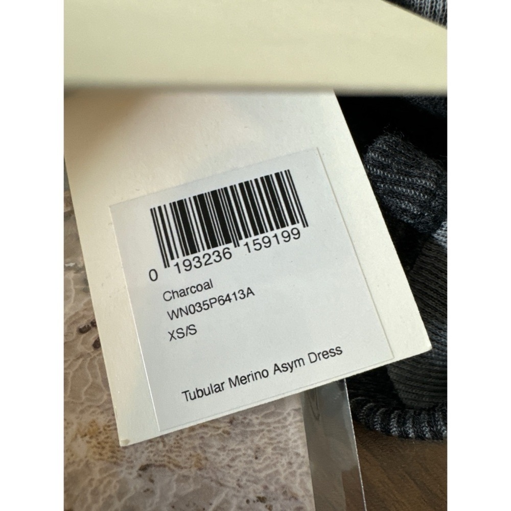 John Elliott Tubular Merino Asymmetric Dress Size XS/S Charcoal NWT - Picture 6 of 9